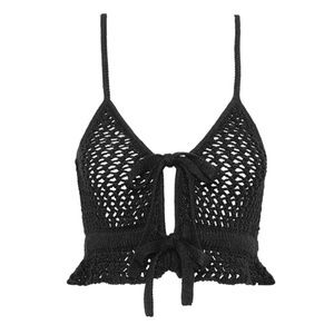 Black Crochet Top with Ties